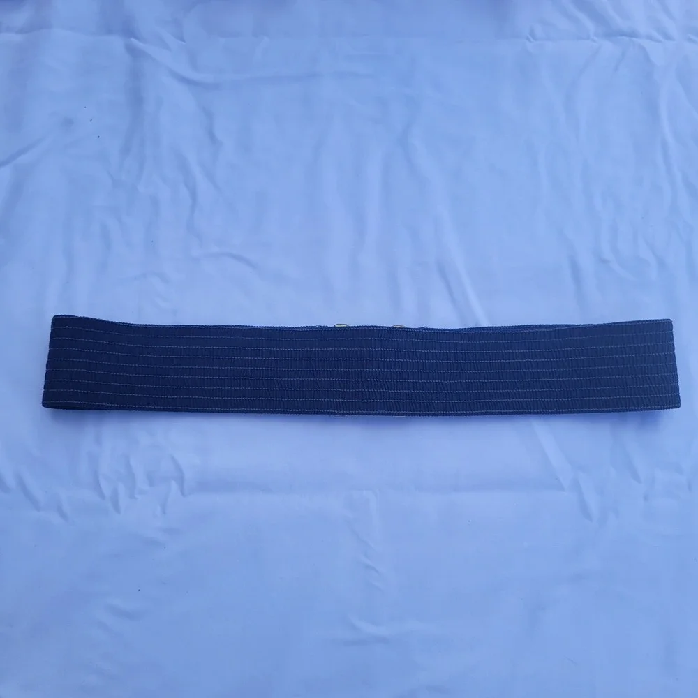 Vintage Style Blue Elastic Cinch Belt Lot of 4 Western Concho Denim Navy Small